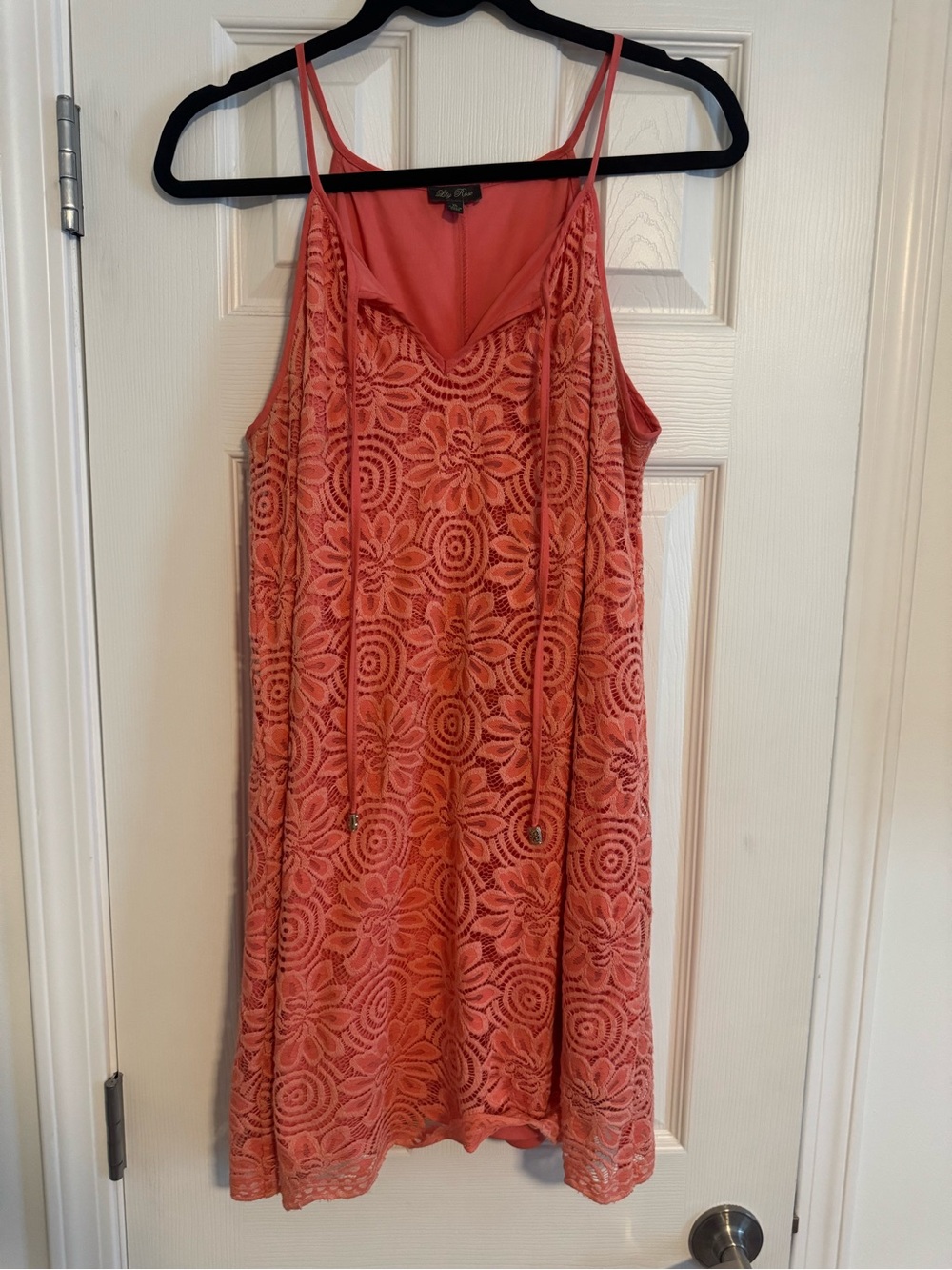 Lily Rose Coral Lace Floral Mini Dress